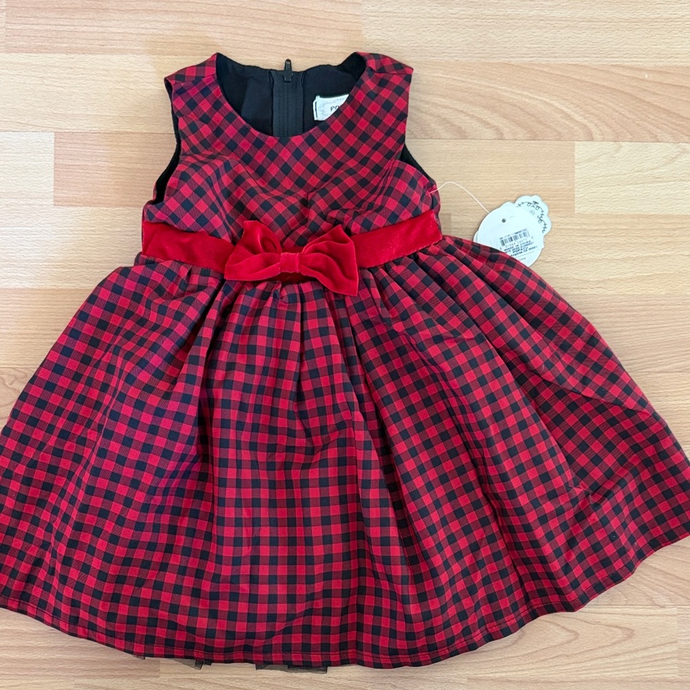 Popatu Red and Black Plaid Kids Dress